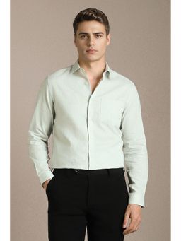 Louis Philippe - Green Solid/Plain Collar Neck Shirt