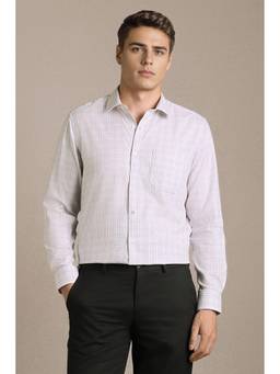 Louis Philippe - Purple Checks Collar Neck Shirt