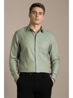 Louis Philippe - Green Solid/Plain Collar Neck Shirt