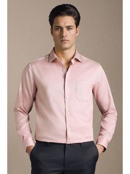 Louis Philippe - Pink Textured Collar Neck Shirt