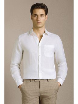 Louis Philippe - White Textured Collar Neck Shirt