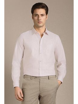 Louis Philippe - Pink Textured Collar Neck Shirt