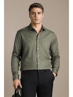 Louis Philippe - Olive Textured Collar Neck Shirt