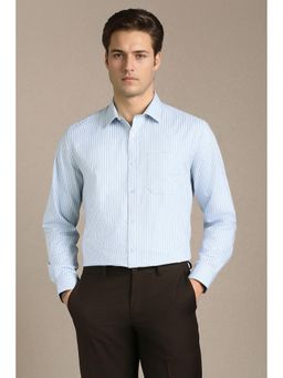 Louis Philippe - Blue Stripes Collar Neck Shirt