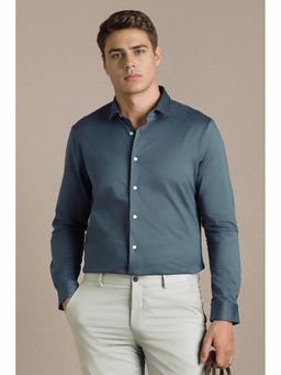 Louis Philippe - Grey Solid/Plain Collar Neck Shirt