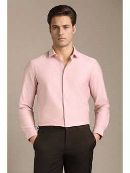 Louis Philippe - Pink Textured Collar Neck Shirt