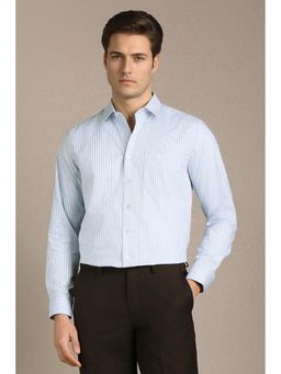 Louis Philippe - Blue Stripes Collar Neck Shirt