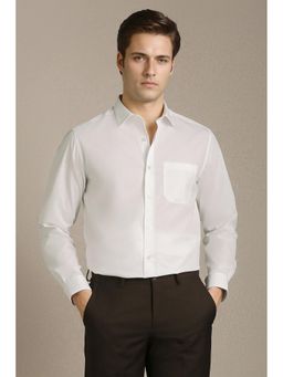 Louis Philippe - White Solid/Plain Collar Neck Shirt