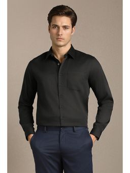 Louis Philippe - Black Solid/Plain Collar Neck Shirt