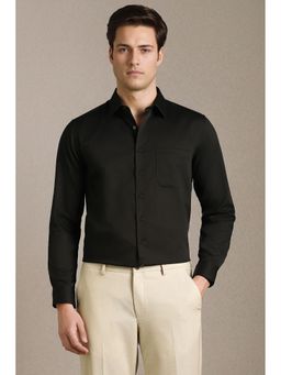 Louis Philippe - Black Solid/Plain Collar Neck Shirt