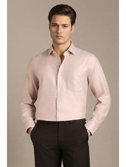 Louis Philippe - Pink Textured Collar Neck Shirt