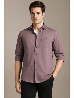 Louis Philippe - Purple Solid/Plain Collar Neck Shirt