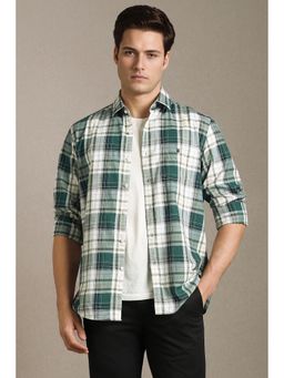 Louis Philippe - Green Checks Collar Neck Shirt