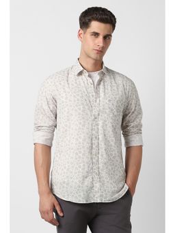 Peter England - Grey Floral Collar Neck Shirt