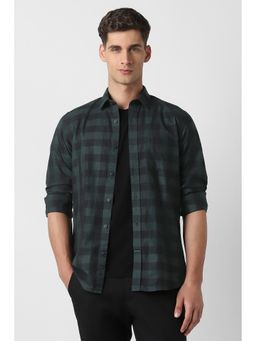 Peter England - Green Checks Collar Neck Shirt