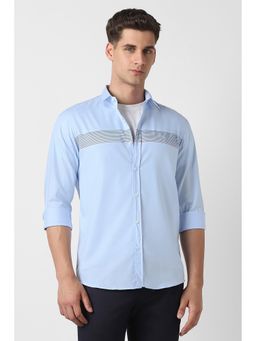 Peter England - Blue Stripes Collar Neck Shirt