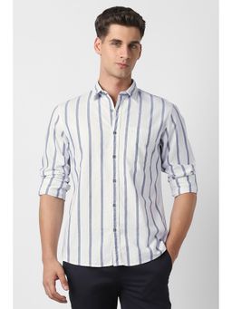 Peter England - White Stripes Collar Neck Shirt