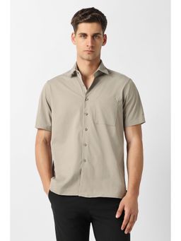 Van Heusen - Grey Solid/Plain Collar Neck Shirt