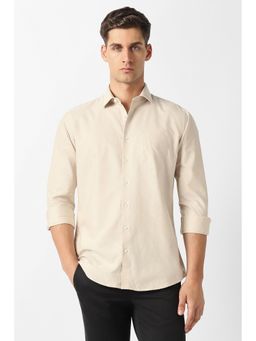 Van Heusen - Beige Solid/Plain Collar Neck Shirt