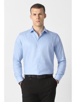 Van Heusen - Blue Solid/Plain Collar Neck Shirt
