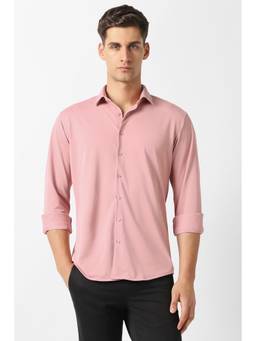 Van Heusen - Pink Solid/Plain Collar Neck Shirt