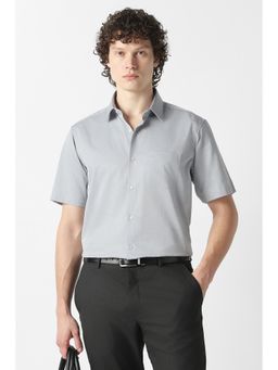 Van Heusen - Grey Solid/Plain Collar Neck Shirt