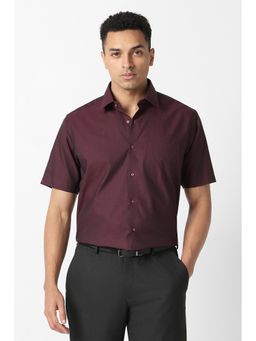 Van Heusen - Maroon Checks Collar Neck Shirt