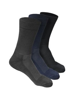 Heelium - Bamboo Crew Socks for Men - 3 Pairs - Grey - Black - Nblue - Anti Odour
