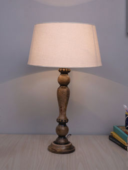 Homesake - Polka Wood Table Lamp Distressed Antique Khadi