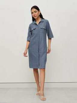 HOUSE OF S - Blue Lace Shirt Dress