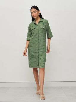 HOUSE OF S - Green Lace Shirt Dress
