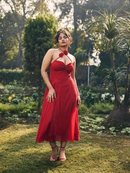 Lea Clothing - Ingrid Red A-Line Dress