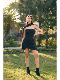 Lea Clothing - Francine Black Tube Mini Dress with Scarf (Set of 2)