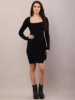 NOBARR - Women's Viscose Fitted Bodycon Black Dress