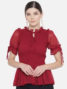 Trend Arrest - Maroon Dobby Top