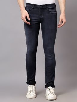 Cantabil - Men Navy Blue Light Fade Stretchable Jeans