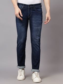 Cantabil - Men Dark Blue Light Fade Stretchable Jeans