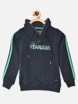 CRIMSOUNE CLUB - Girls Navy Blue Printed Hooded Sweatshirt