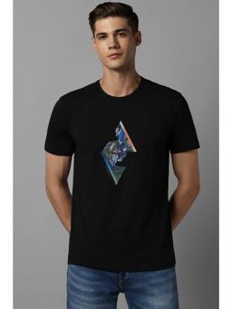 Allen Solly - Men Black Graphic Print Crew Neck Graphic Polo T-Shirts