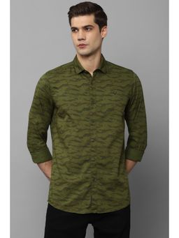 Allen Solly - Men Olive Custom Fit Print Full Sleeves Casual Shirts