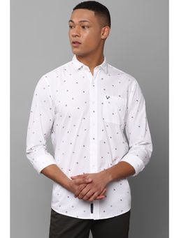 Allen Solly - Men White Custom Fit Print Full Sleeves Casual Shirts