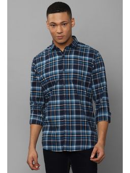 Allen Solly - Men Navy Custom Fit Check Full Sleeves Casual Shirts