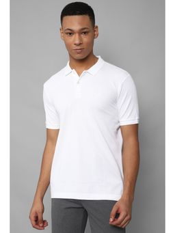 Allen Solly - Men White Solid Polo Neck T-Shirt