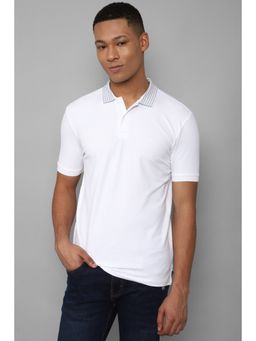 Allen Solly - Men White Solid Polo Neck T-Shirt