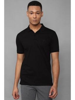 Allen Solly - Men Black Solid Polo Neck T-Shirt