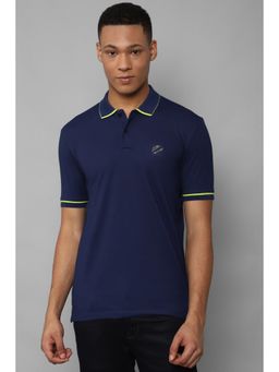 Allen Solly - Men Blue Solid Polo Neck T-Shirt