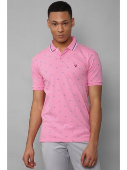 Allen Solly - Men Pink Print Polo Neck T-Shirt