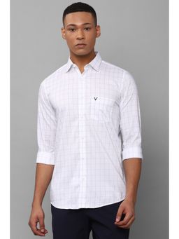 Allen Solly - Men White Slim Fit Check Full Sleeves Casual Shirts