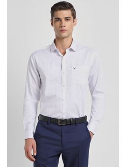 Allen Solly - Men White Slim Fit Print Full Sleeves Formal Shirt