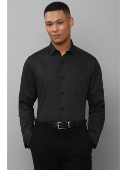 Allen Solly - Men Black Slim Fit Print Full Sleeves Formal Shirt
